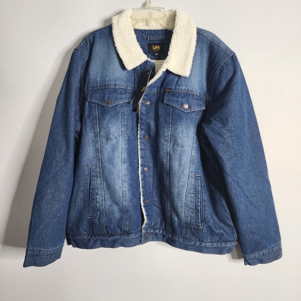 Vintage Lee Jeans Jacket Storm Rider Sherpa USA Denim Trucker Blue Jean Work XL